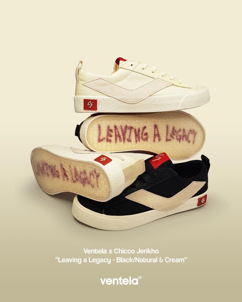 Ventela Leaving A Legacy warna Black Natural dan Cream, kolaborasi Chicco Jerikho